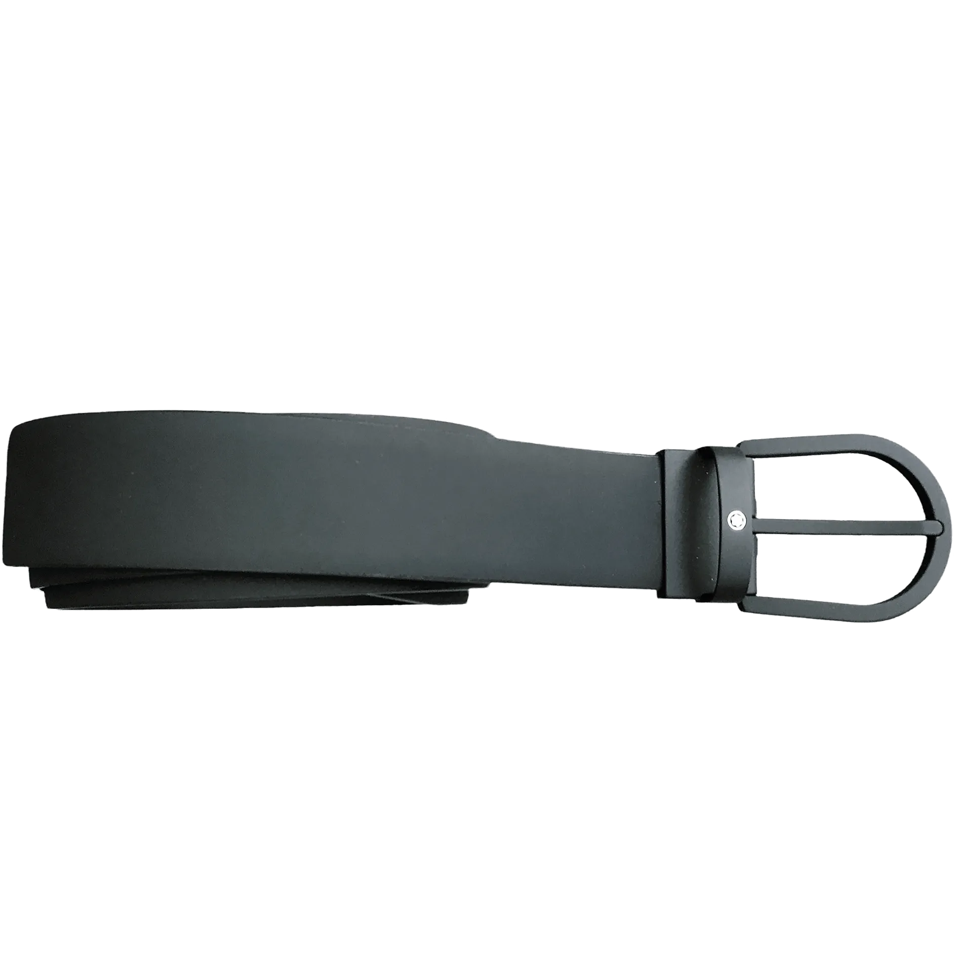 Montblanc 35mm belt black buckle rubberized and black leather rubberized 129431