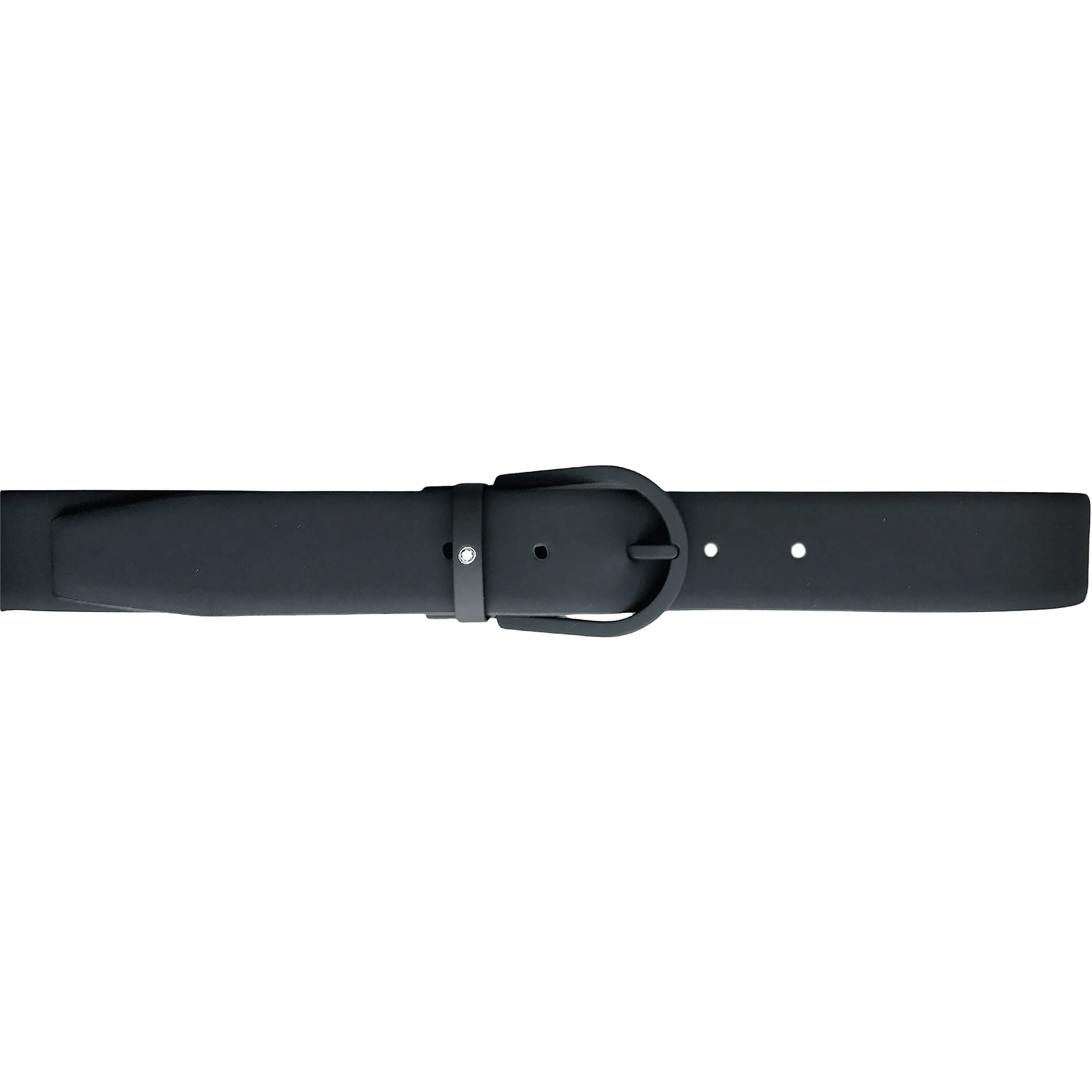 Montblanc 35mm belt black buckle rubberized and black leather rubberized 129431