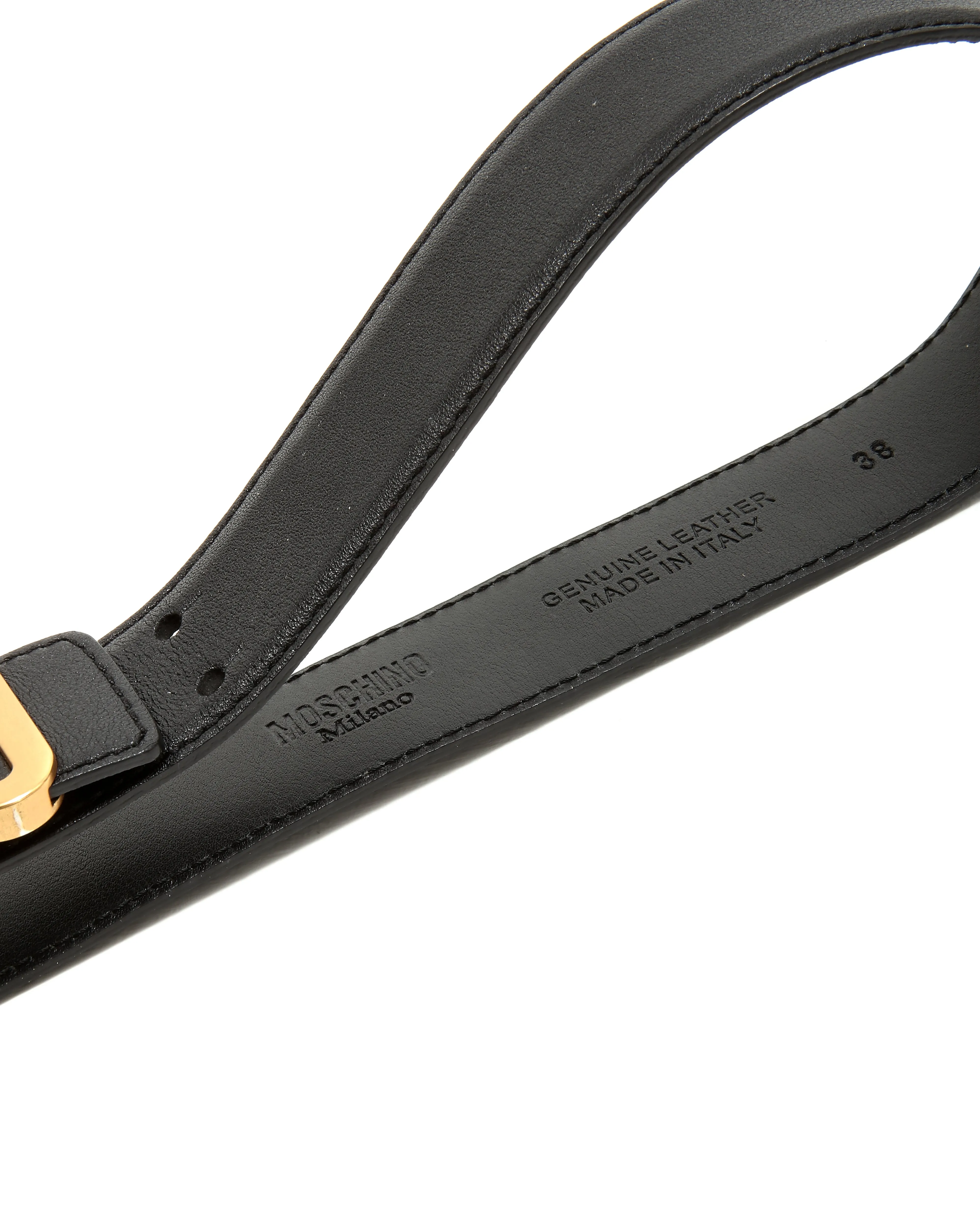 Moschino Black Leather Logo Belt - 38