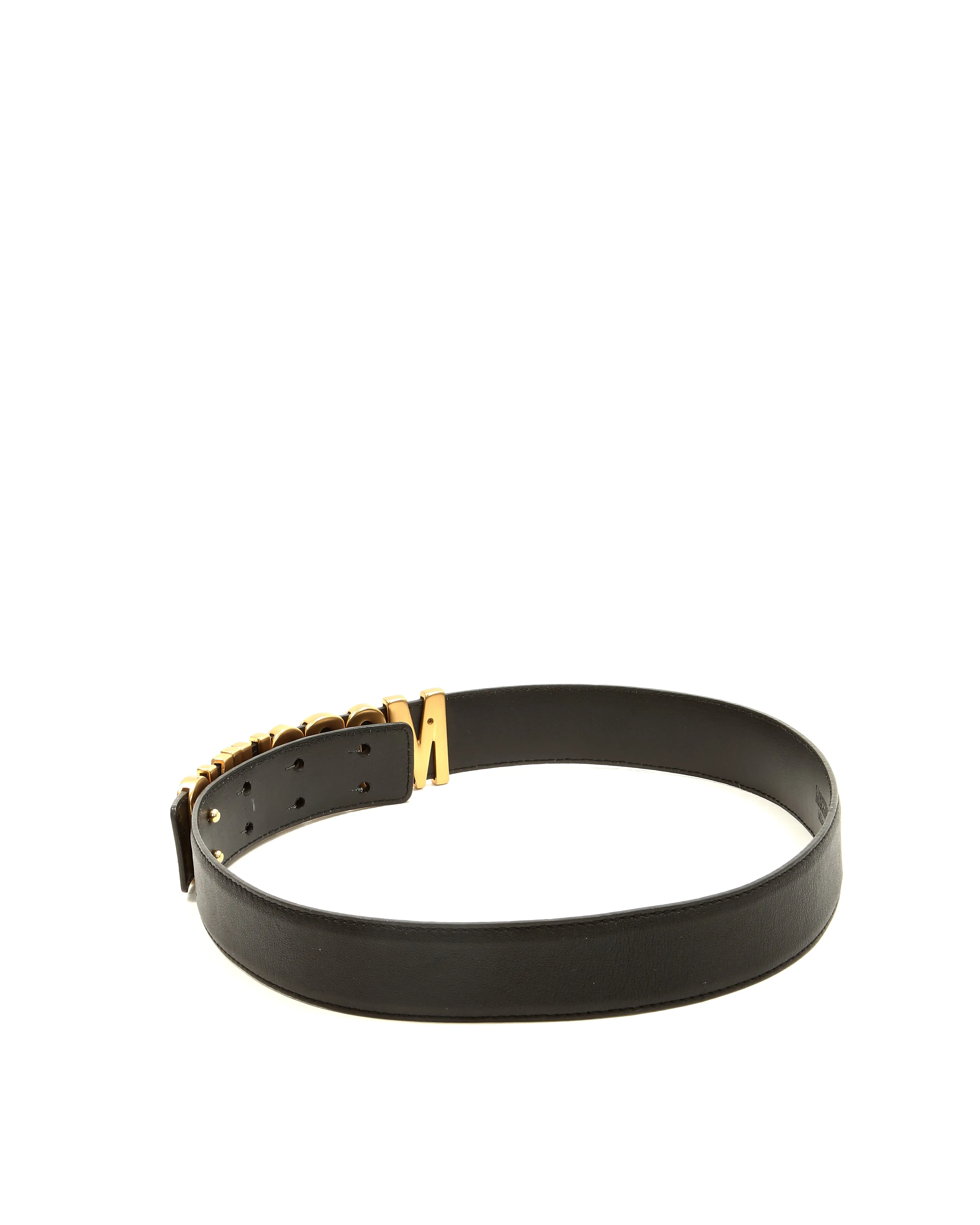 Moschino Black Leather Logo Belt - 38