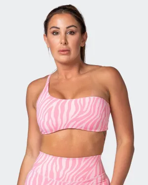 Movement One Shoulder Bralette - Strawberry Zebra Print