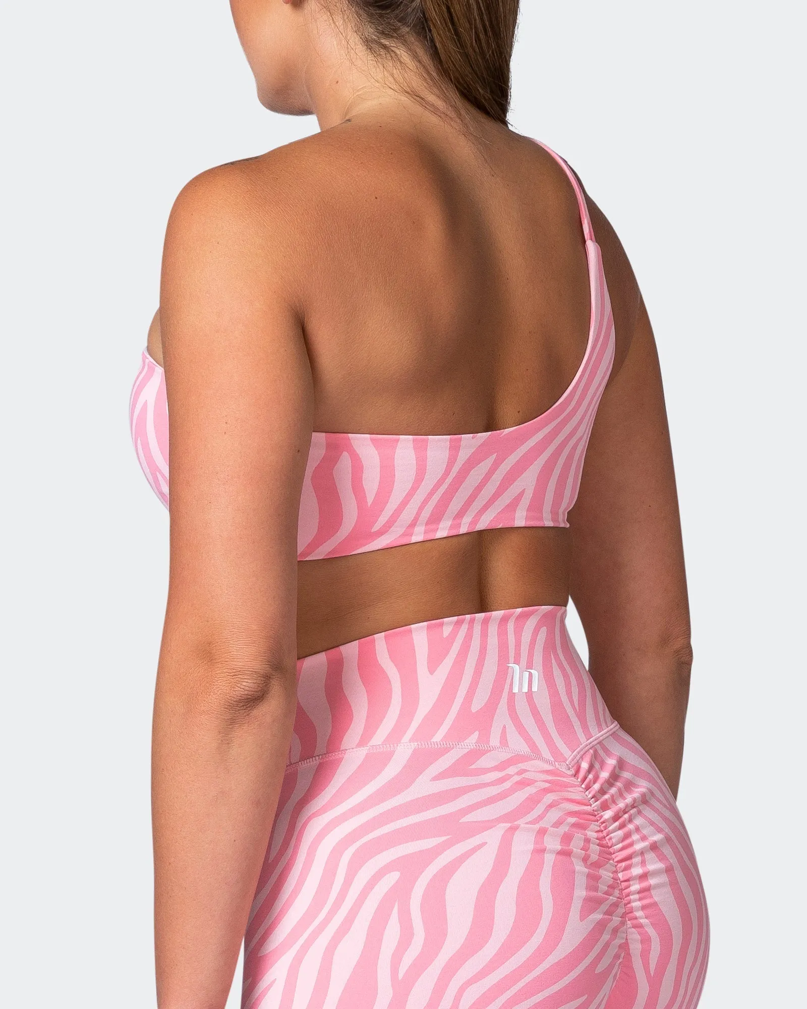 Movement One Shoulder Bralette - Strawberry Zebra Print