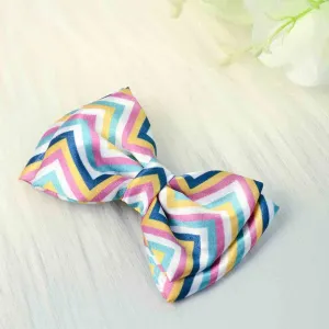 Multi-Colored Striped Bow Hairclip