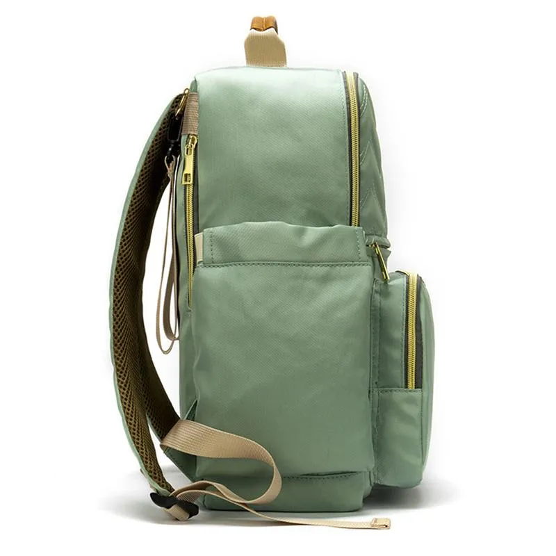 Multi-Functional Top-Handled Quilted Gold-Tone Hardware Mother-Baby Backpack