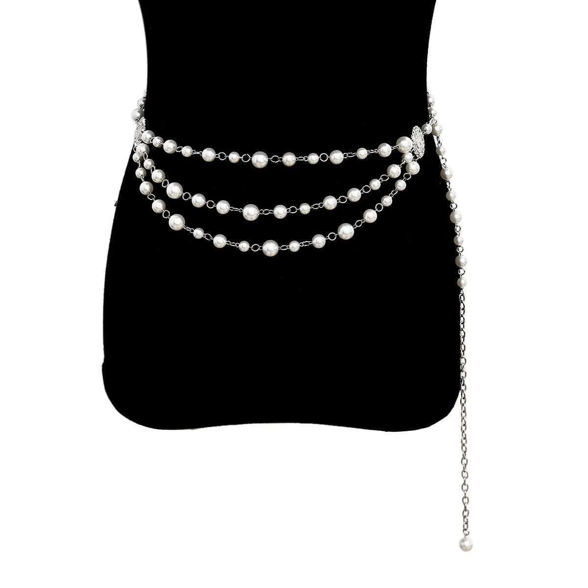Multi-layer Natural Pearl Bead Sash - Baroque Style Pearl Waist Chain - Ivory Pearl Waist Belt - Trendy Pearl Wedding Belly Chain