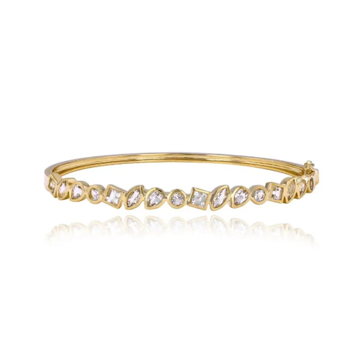 Multi Shape Bezel White Topaz Bangle