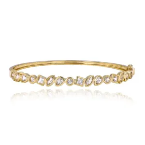 Multi Shape Bezel White Topaz Bangle