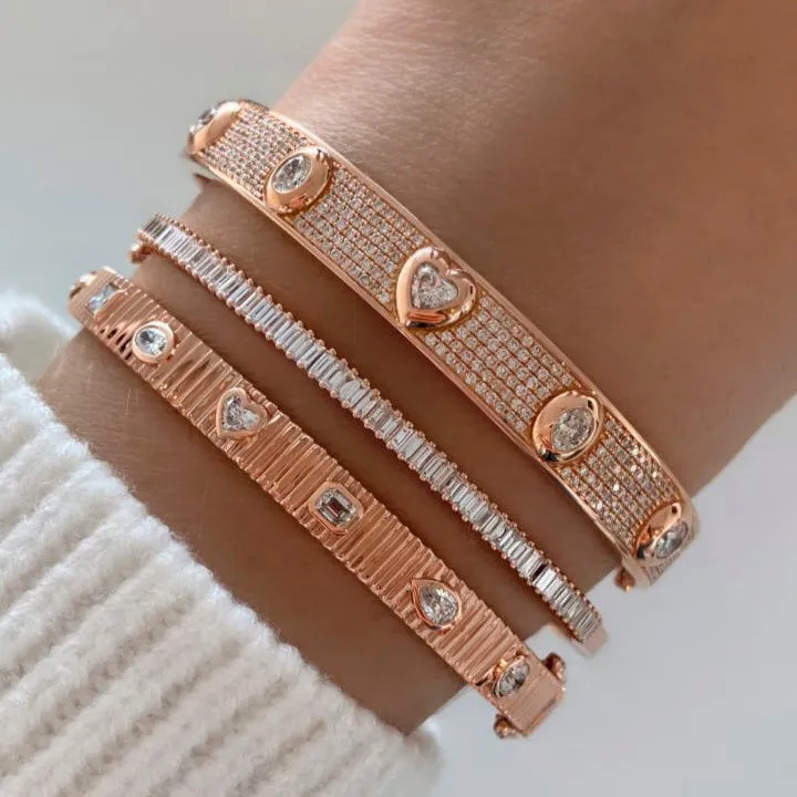 Multi Shape Diamonds Fluted Bangle