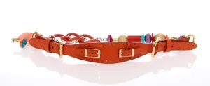 Multicolor Leather Metal Plastic Logo Belt