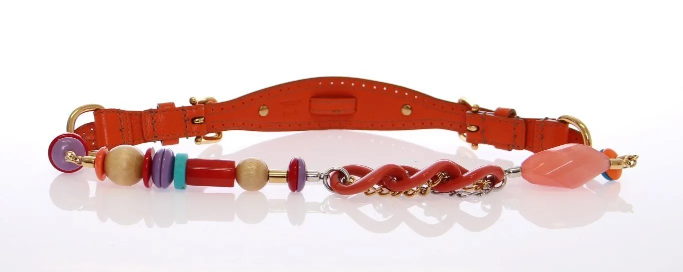 Multicolor Leather Metal Plastic Logo Belt