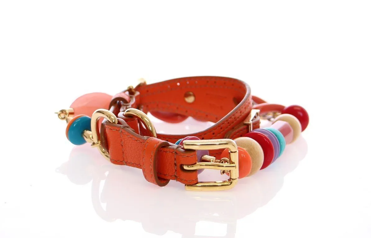 Multicolor Leather Metal Plastic Logo Belt