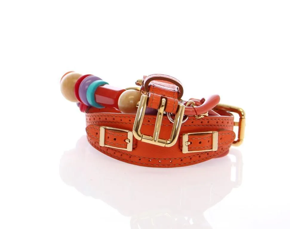 Multicolor Leather Metal Plastic Logo Belt