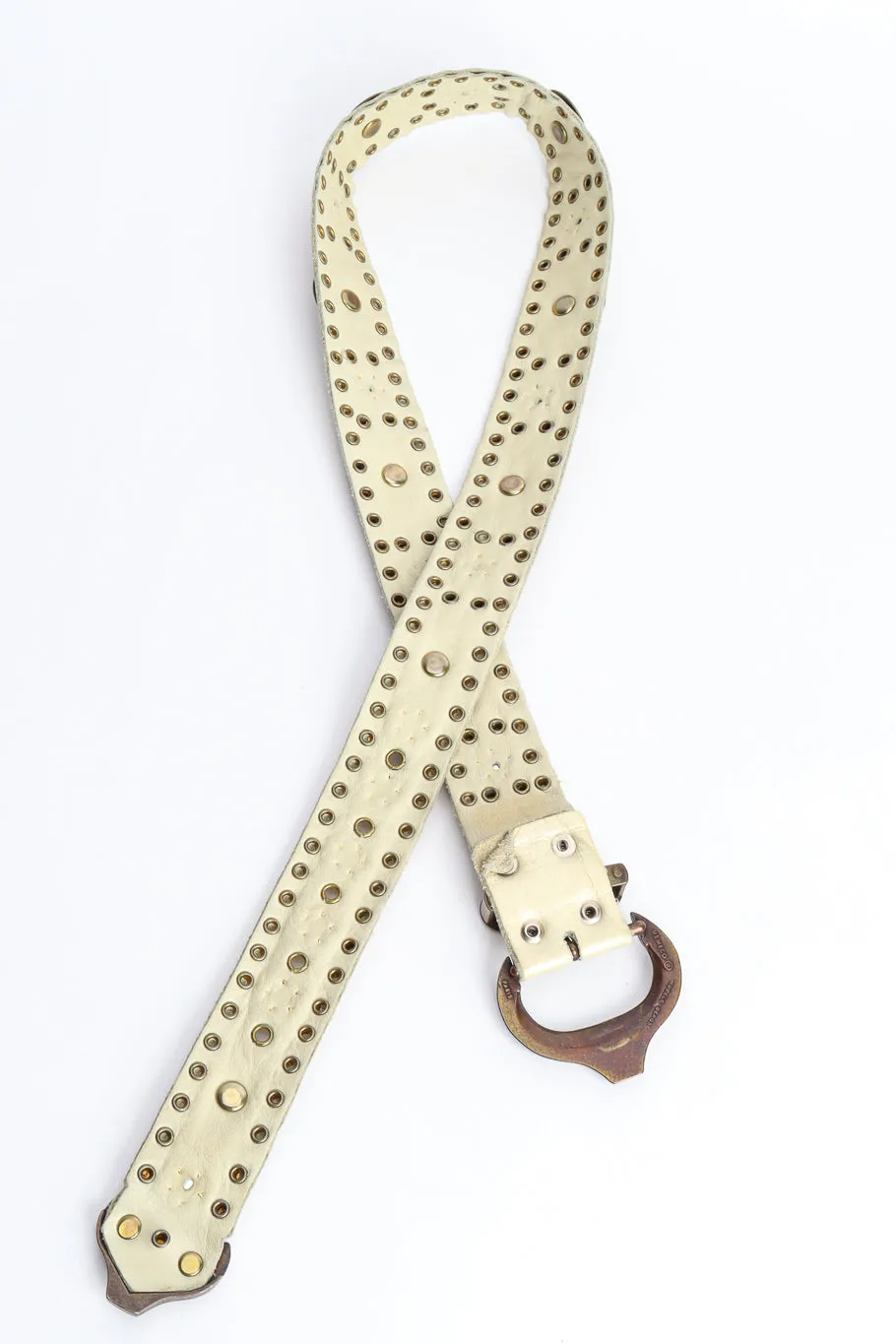 Multistone Champagne Leather Belt