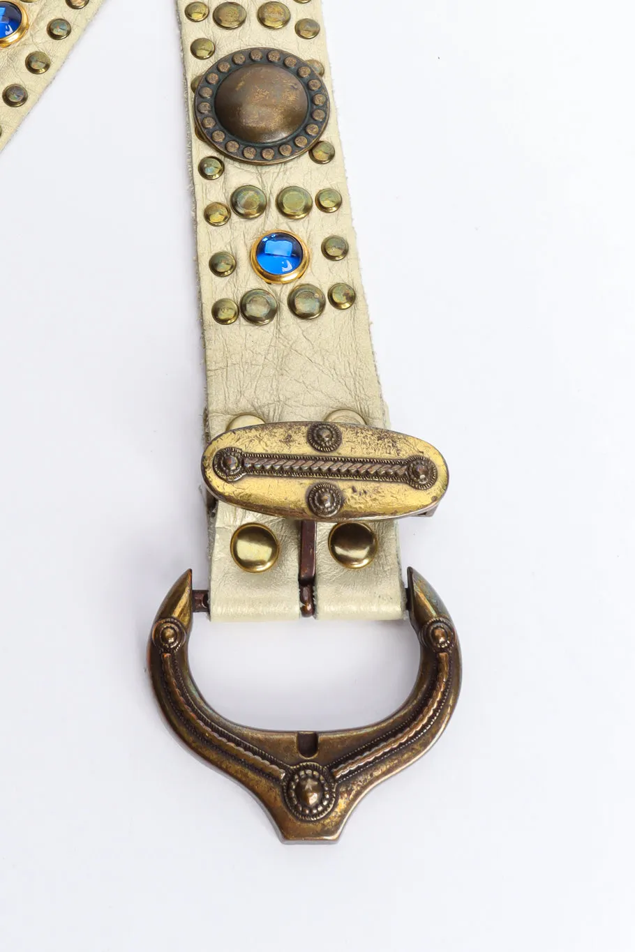 Multistone Champagne Leather Belt
