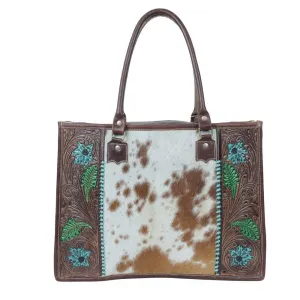 Myra Bag Turquoise Begonias Hand-Tooled Bag