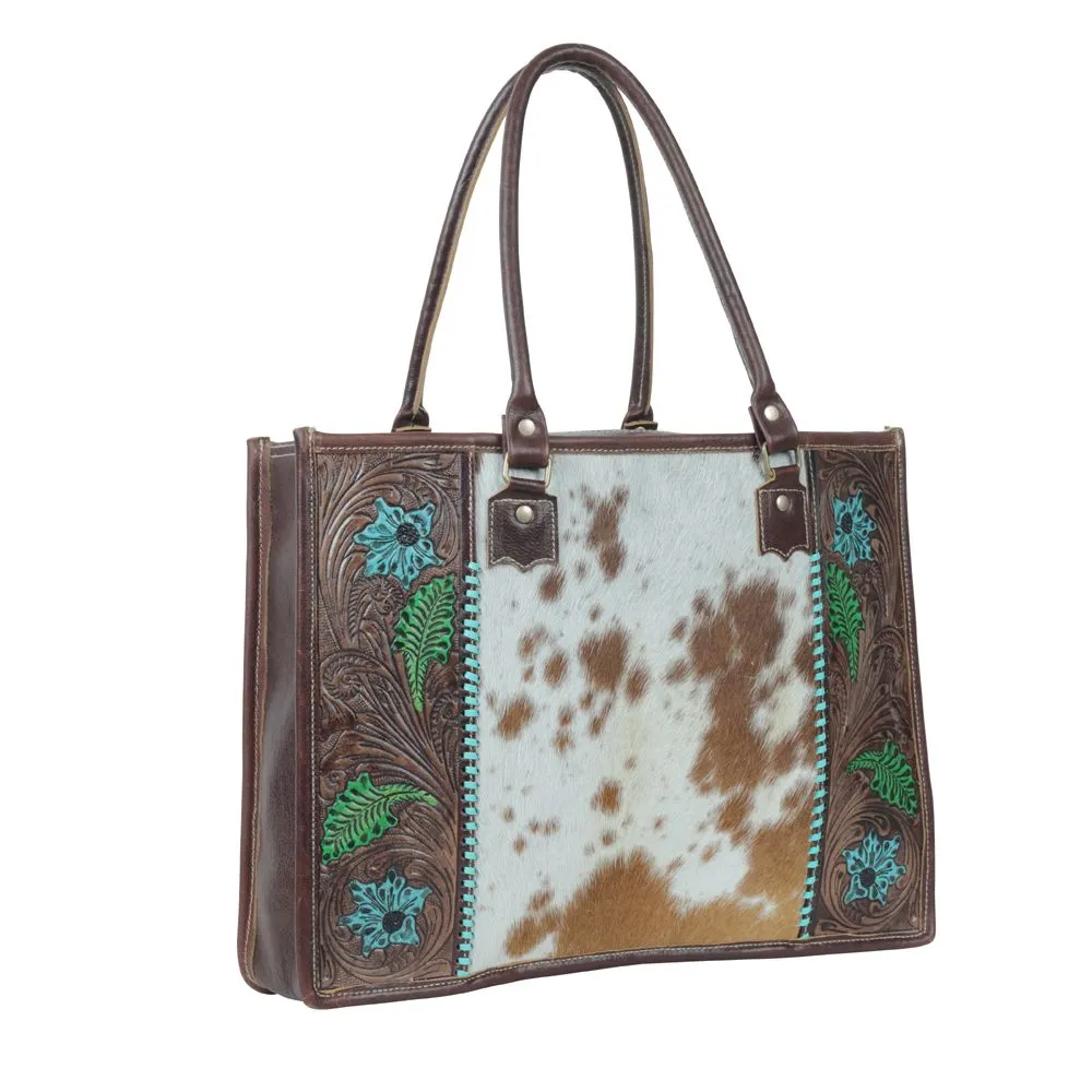 Myra Bag Turquoise Begonias Hand-Tooled Bag