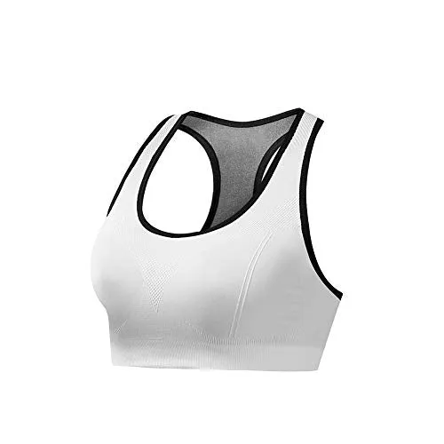 NanaDay Racerback Sports Bras for Women High Impact Workout Gym Yoga Activewear Bra 3-Pack (Black Grey White, 2XL)