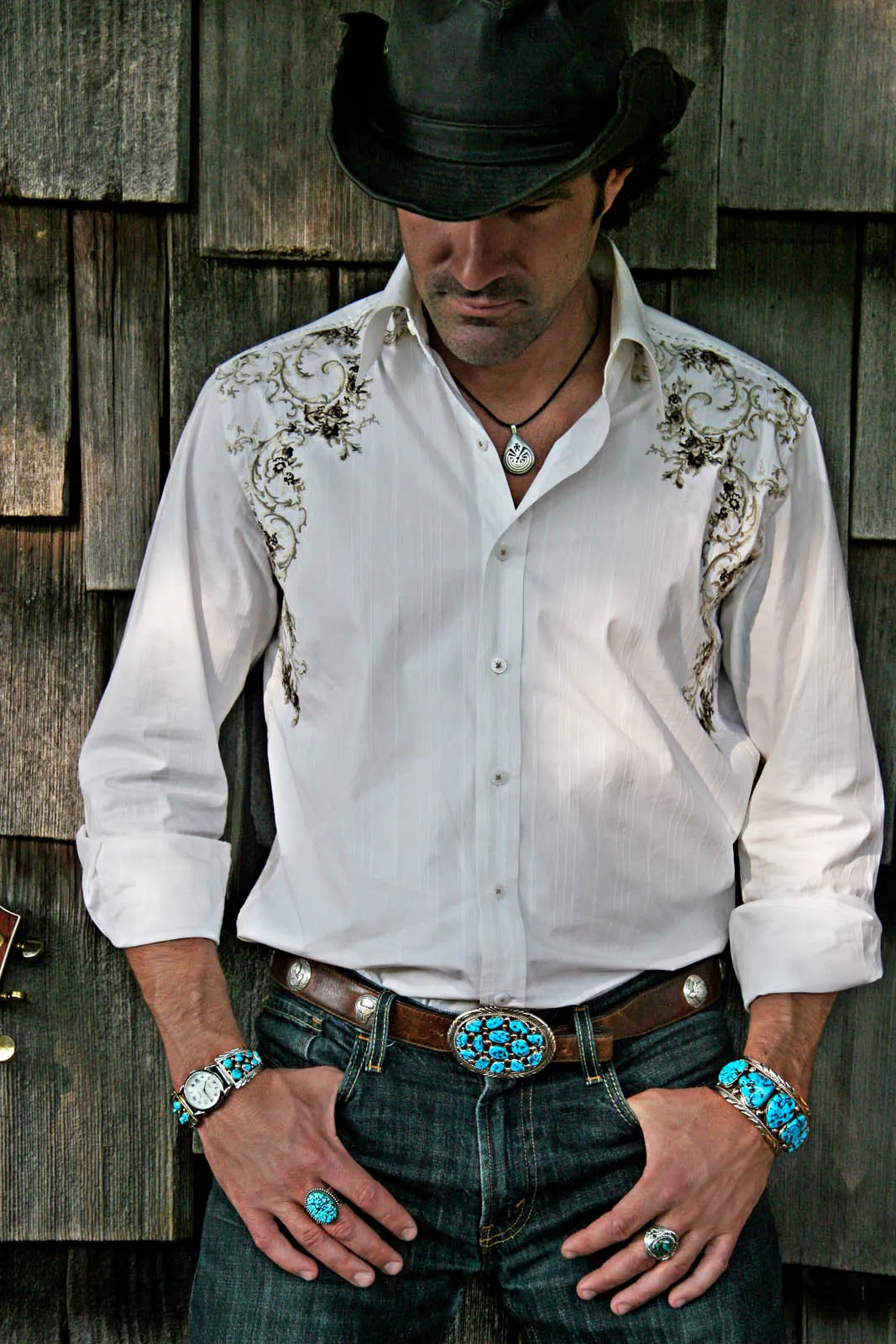 Navajo Kingman Turquoise and Sterling Silver Belt Buckle