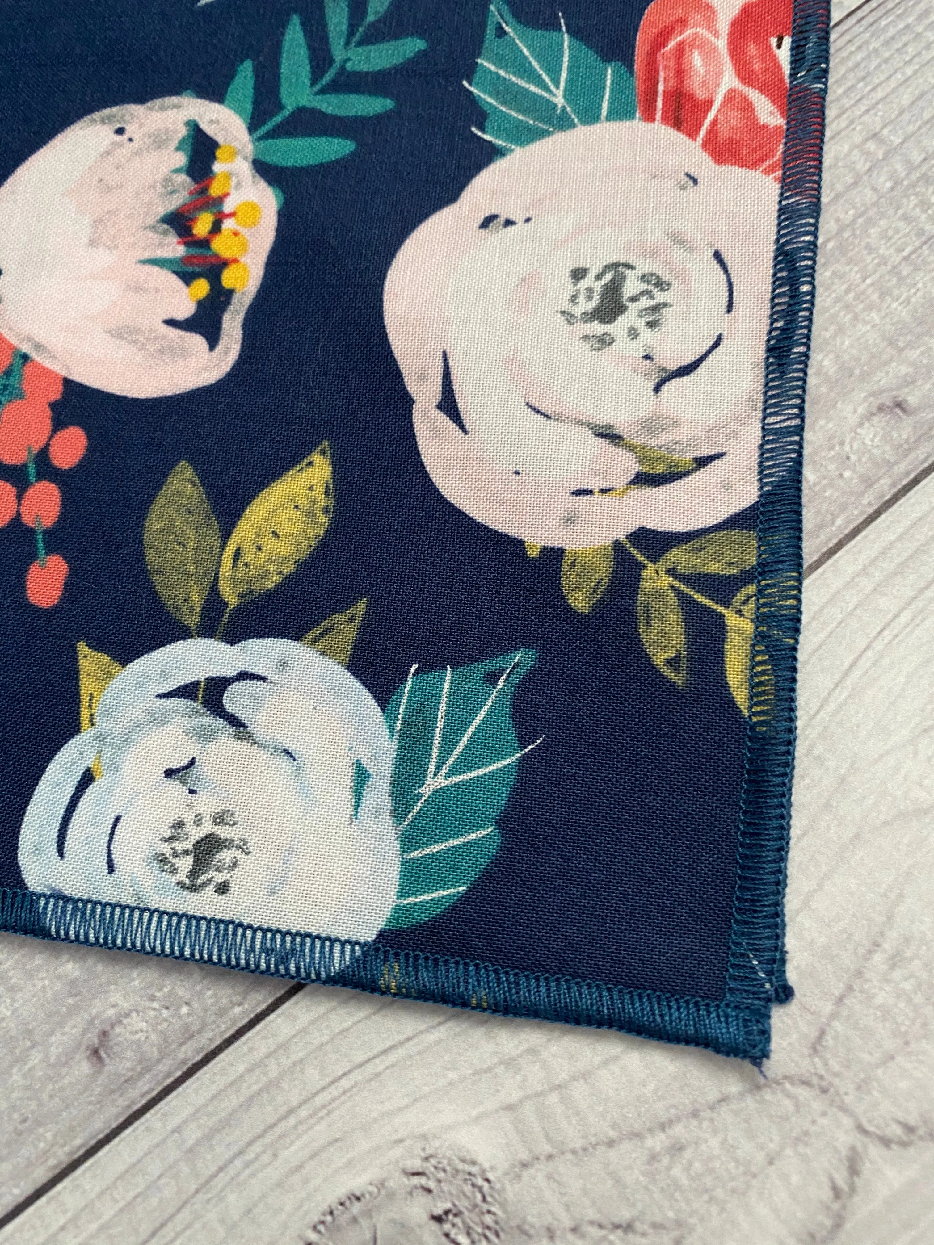 Navy Floral Bandana