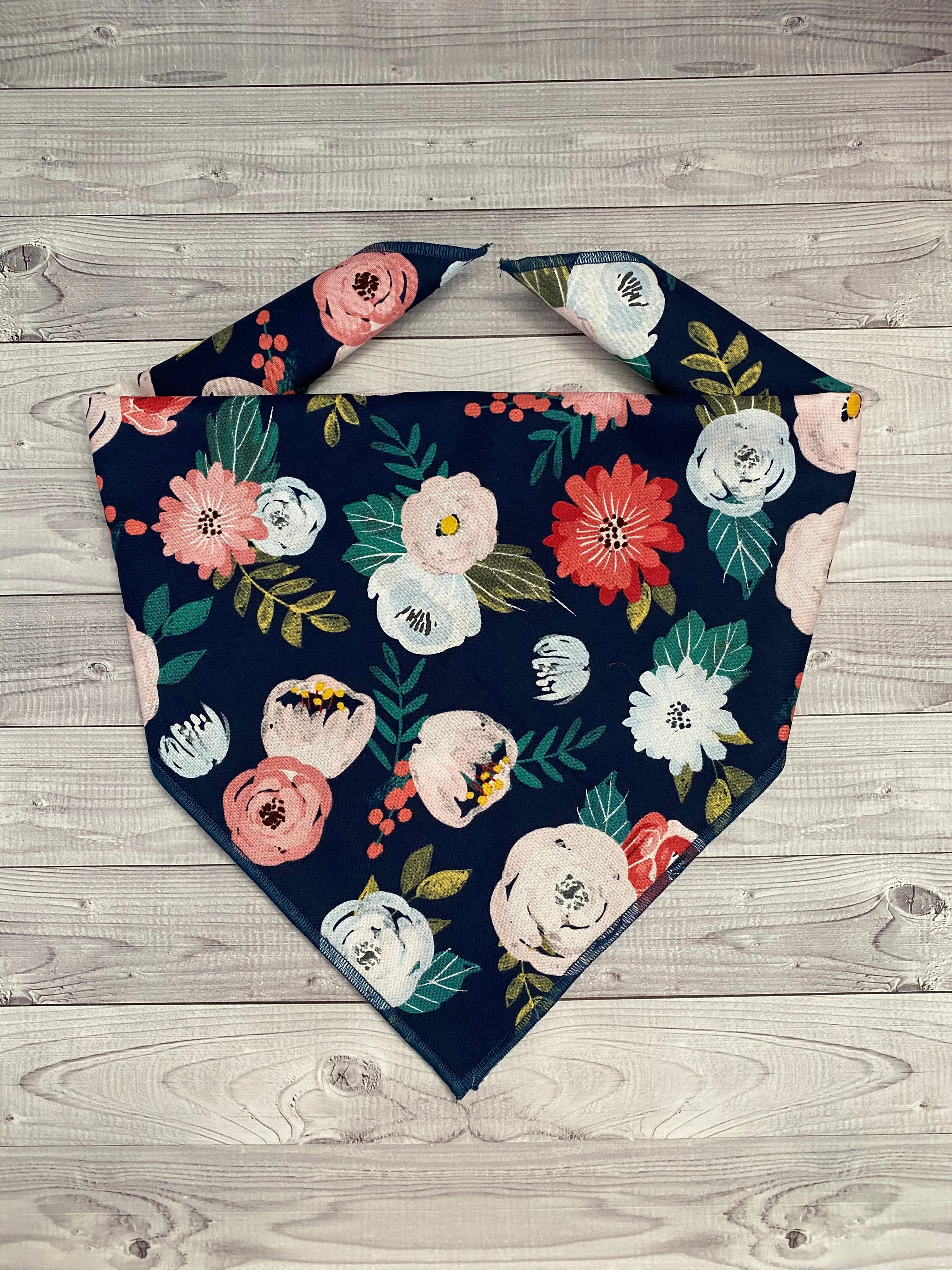 Navy Floral Bandana