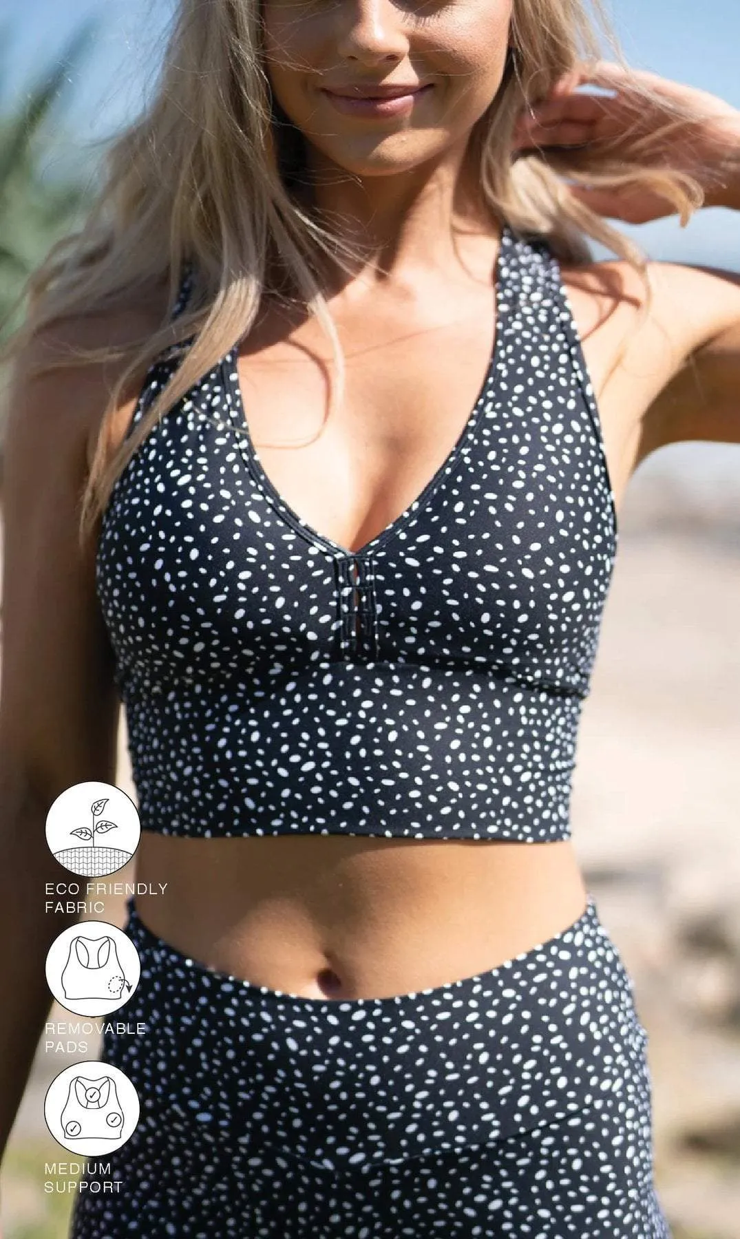 Navy Star Dust Eco Racer Back Bra
