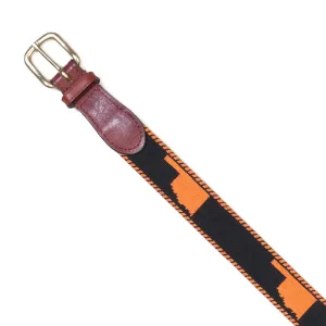 NEEDLEPOINT AND LEATHER BELT
