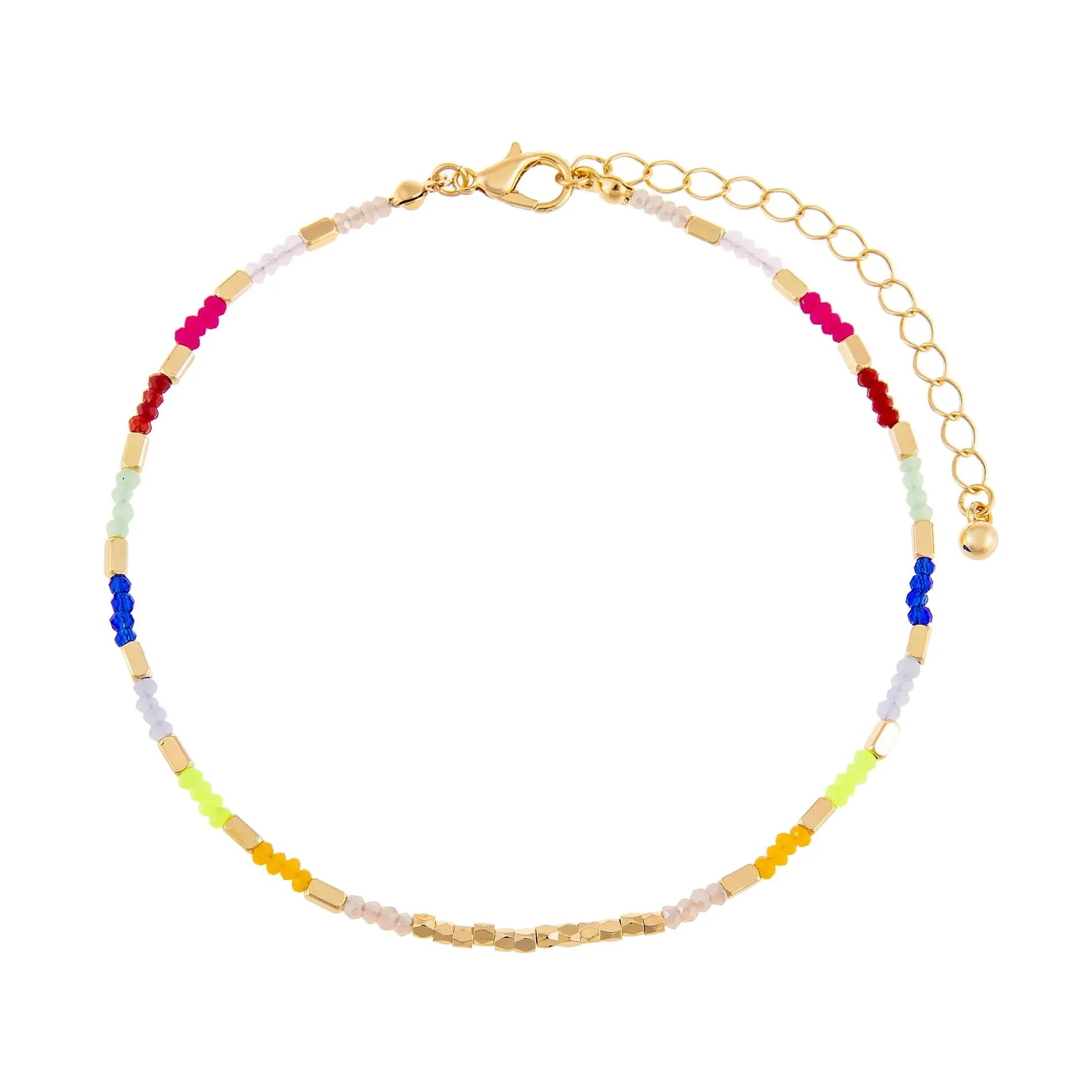 Neon Multi Beaded Anklet