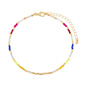 Neon Multi Beaded Anklet