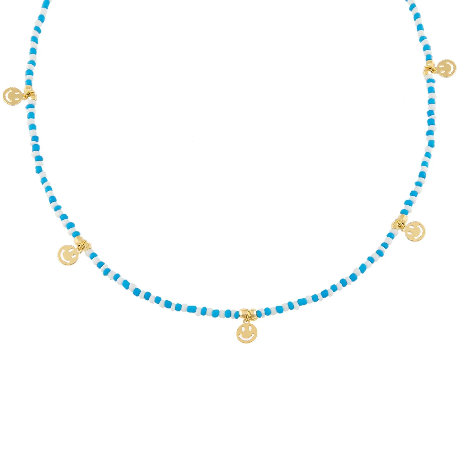 Neon Smiley Face Beaded Necklace