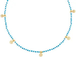 Neon Smiley Face Beaded Necklace