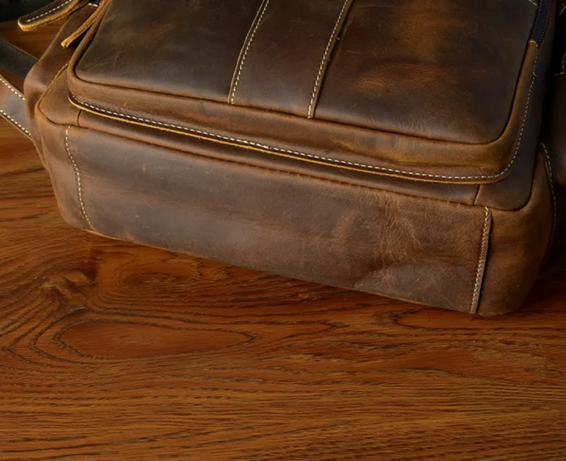 New Arrival Vintage Backpack Crazy Horse Leather Men Travel Backpack Casual Backpack ESS3983