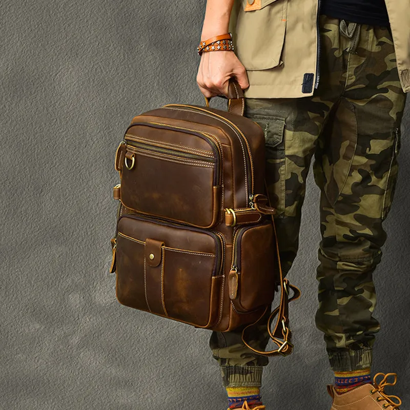 New Arrival Vintage Backpack Crazy Horse Leather Men Travel Backpack Casual Backpack ESS3983