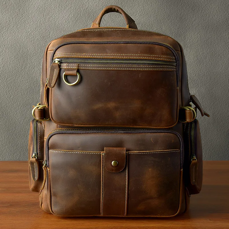 New Arrival Vintage Backpack Crazy Horse Leather Men Travel Backpack Casual Backpack ESS3983