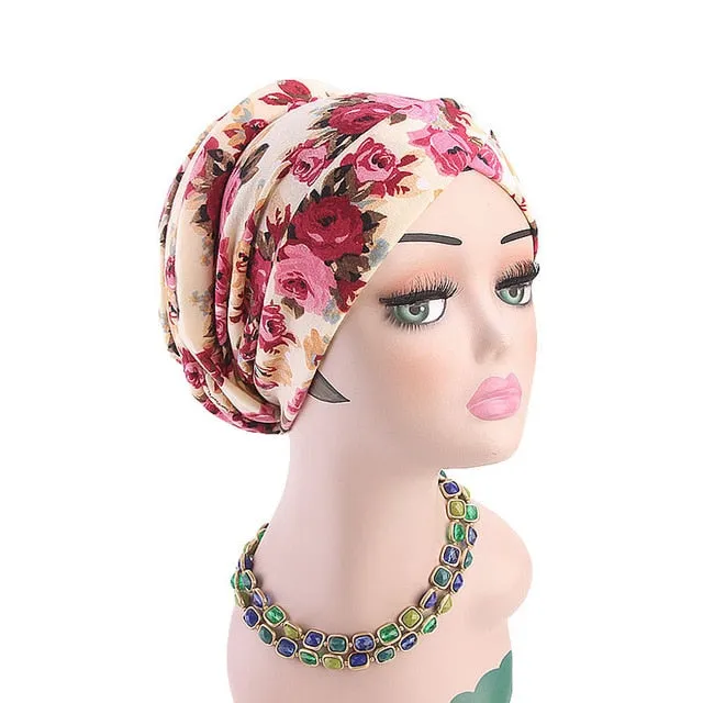 New Bohemian Printed Turban Cap Sponge Muslim