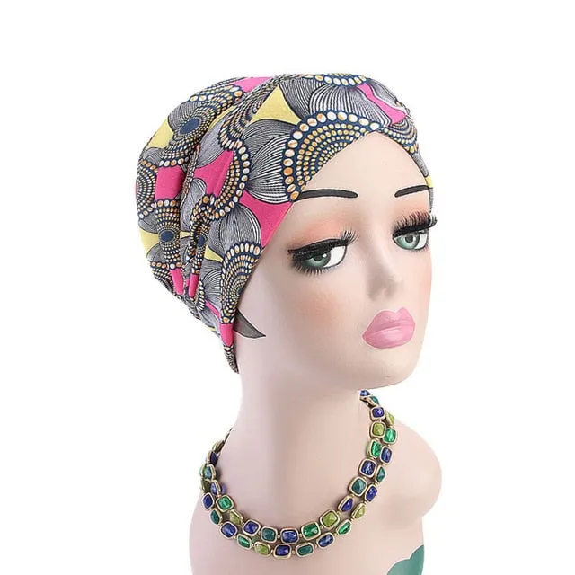 New Bohemian Printed Turban Cap Sponge Muslim