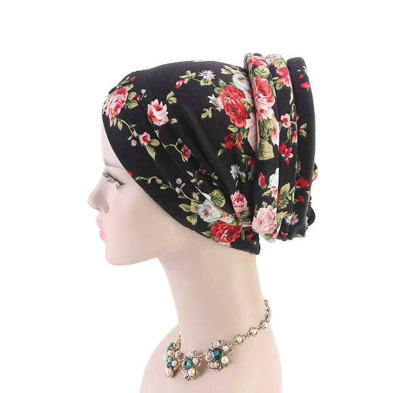 New Bohemian Printed Turban Cap Sponge Muslim