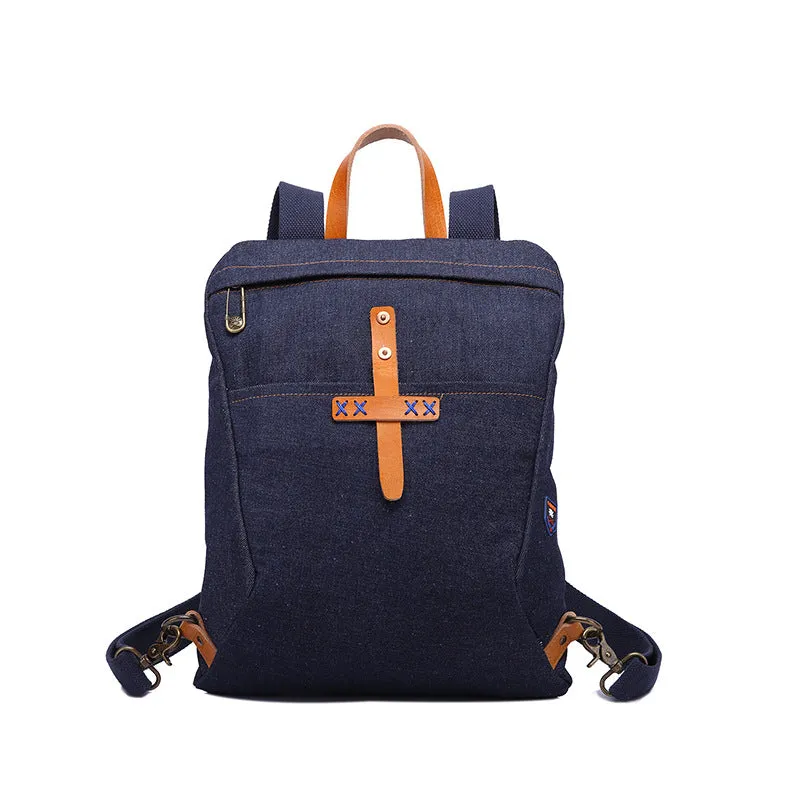 New Denim Canvas Casual Backpack Leather With Canvas School Backpack Fashion Travel Canvas Backpack YD3136