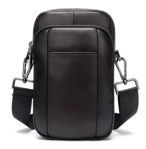 New Fashion Genuine Leather Men's Daily Use Belt Mobile Waist Cossbody Sport Shoulder Bags.