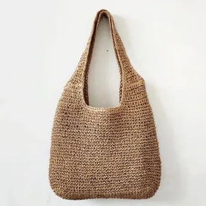 New Fashion Straw Tote Bag Woven Large Capacity Handbags Summer Beach Straw Bags Casual Tote Purses