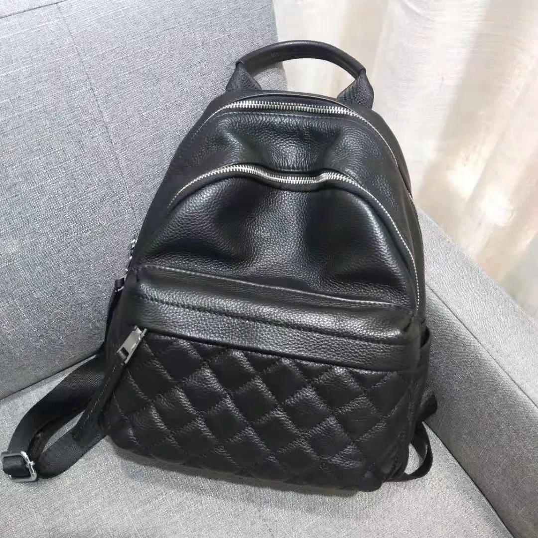 New Taro Blue Color Fashion Women Backpack Genuine Cow Leather