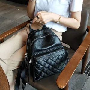 New Taro Blue Color Fashion Women Backpack Genuine Cow Leather