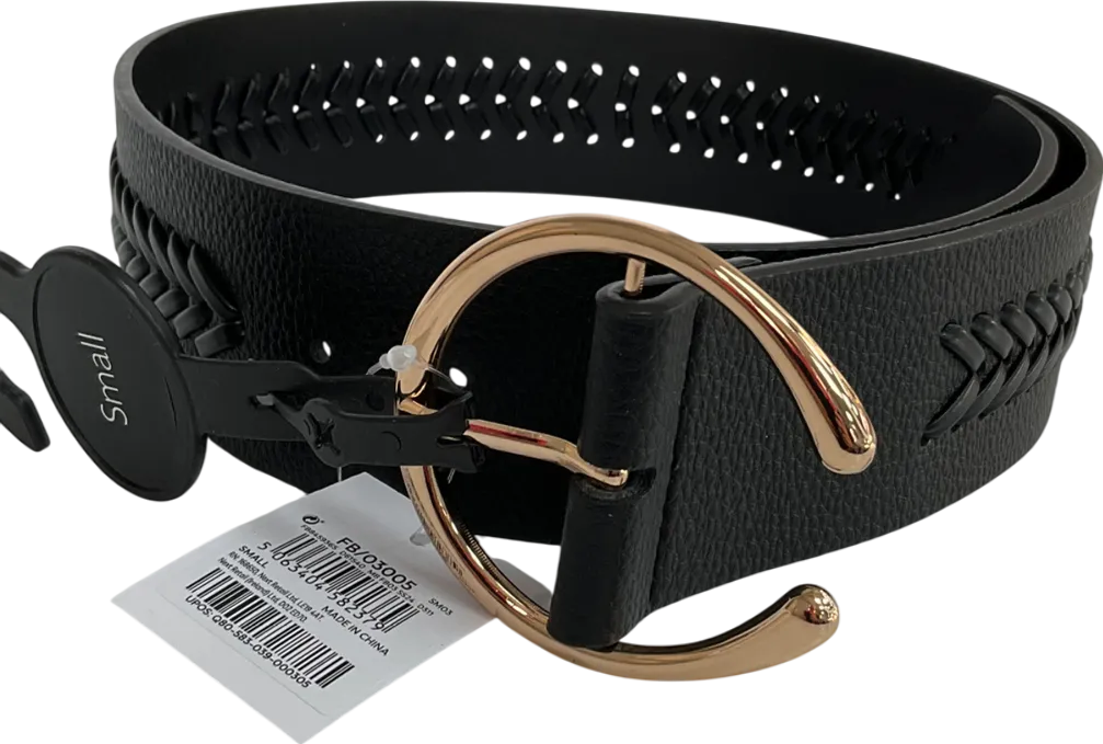 Next Black Plait Detail Wide Belt UK S