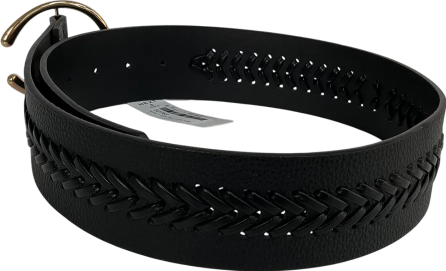 Next Black Plait Detail Wide Belt UK S