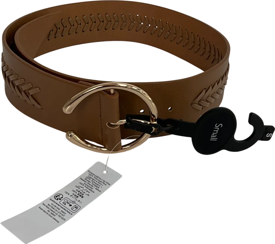 Next Tan Brown Plait Detail Wide Belt UK S