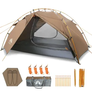 Night Cat Backpacking Tent 2 Person Lightweight Camping Tent with Foldable Pole Lightweight Fast Setup Camp Tent Double Layers Waterproof Ultralight Tent Compact 7x4.4ft - Two Doors