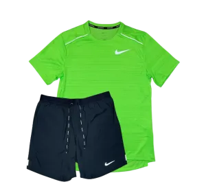 Nike 1.0 Miler and Flex Stride Shorts Set - Green Strike/Black