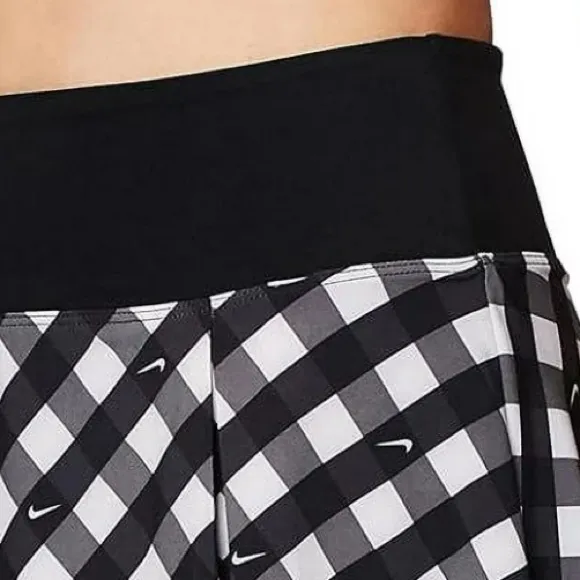 Nike Dri-FIT sz XL black &amp; White logo check print Club Performance Tennis skort