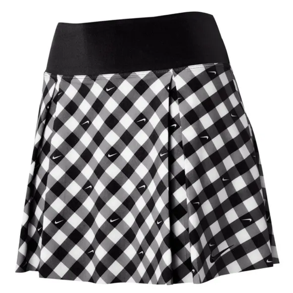 Nike Dri-FIT sz XL black &amp; White logo check print Club Performance Tennis skort