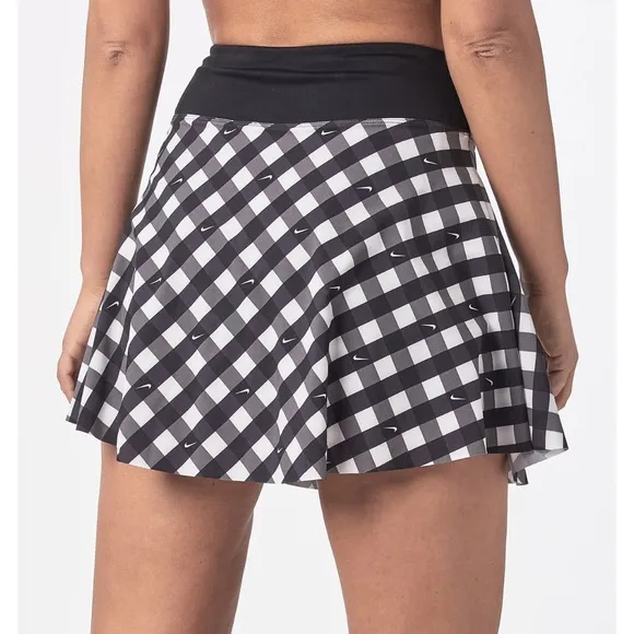 Nike Dri-FIT sz XL black &amp; White logo check print Club Performance Tennis skort
