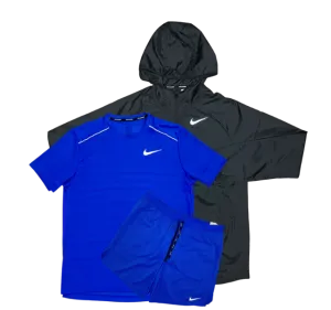 Nike Miler T-Shirt - Windbreaker - Flex Stride Shorts Outfit - Royal Blue/Black